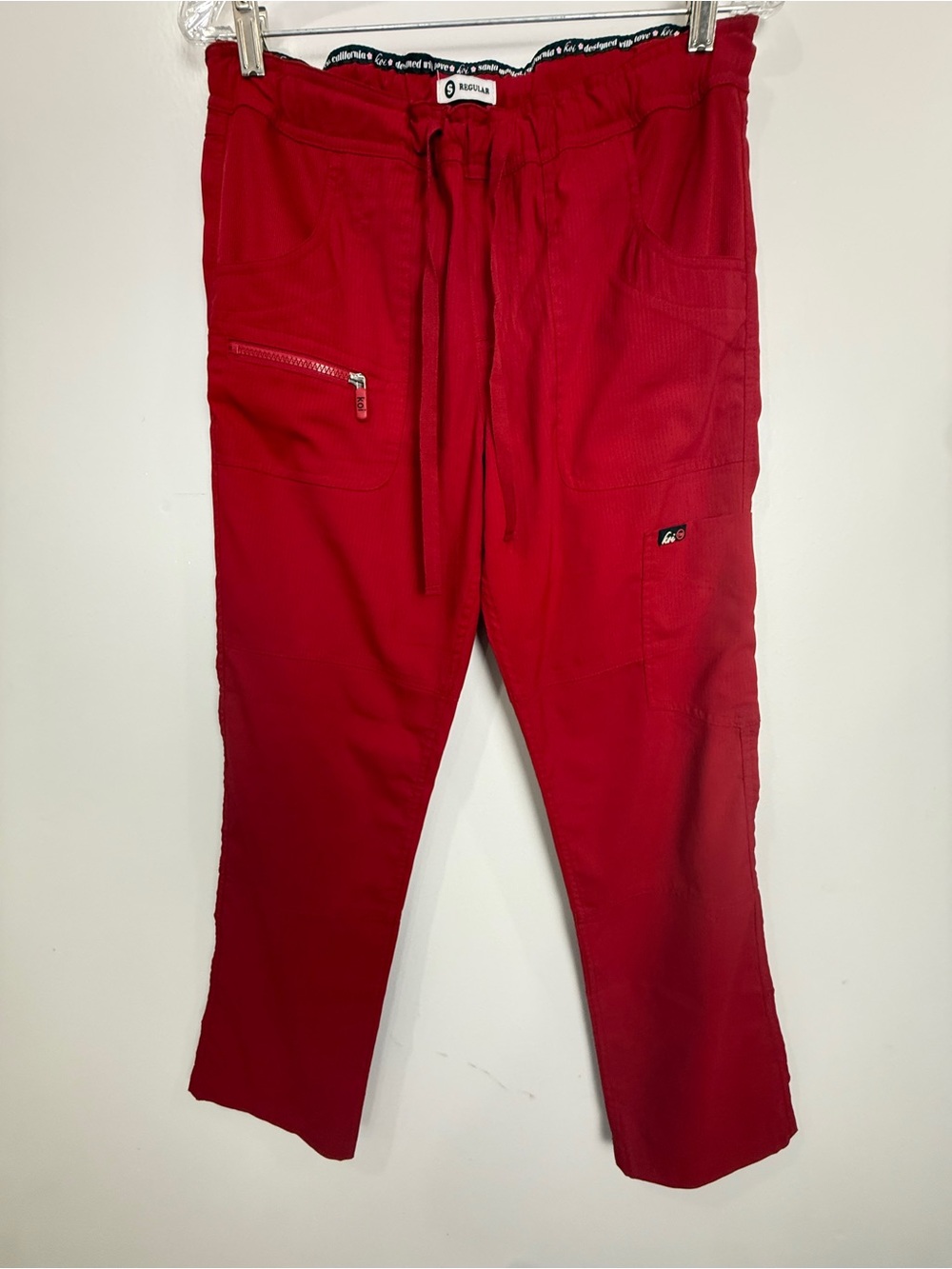 koi Men's Red Drawstring Jogger Pants with Zip Pocket